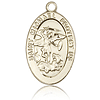 14k Yellow Gold Oval St Michael Medal 7/8in