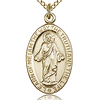 Gold Filled 7/8in Oval Scapular Medal & 18in Chain