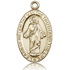 14k Yellow Gold Oval Learn of Me Scapular Medal 7/8in