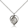 Sterling Silver 5/8in Heart Miraculous Medal & 18in Chain