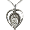 Sterling Silver 5/8in St Jude Heart Charm & 18in Chain