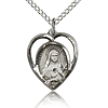 Sterling Silver 5/8in St Theresa Heart Charm & 18in Chain