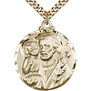 Gold Filled 1 1/8in Round St Joseph Medal & 24in Chain