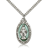 Sterling Silver 1 1/8in Blue Miraculous Medal & 24in Chain