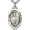 Sterling Silver 1 1/8in St Jude Medal & 24in Chain