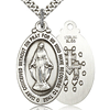 Sterling Silver 1 1/8in Miraculous Medal & 24in Chain