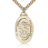 Gold Filled 1 1/8in Oval St Michael Medal & 24in Chain