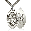 Sterling Silver 1 1/8in St Michael Medal & 24in Chain