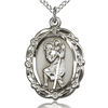 Sterling Silver 7/8in St Christopher Medal & 18in Chain