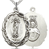 Sterling Silver 7/8in Our Lady of Guadalupe Medal & 18in Chain
