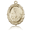14k Yellow Gold St Jude Medal with Fancy Frame 7/8in