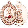 14kt Yellow Gold 7/8in Scapular Medal with 3mm Ruby Bead