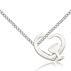 Sterling Silver 5/8in Heart Chalice Medal & 18in Chain