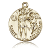 14kt Yellow Gold 1in St Sebastian Medal
