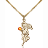 Gold Filled 7/8in Guardian Angel Pendant with Topaz Bead & 18in Chain