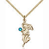 Gold Filled 7/8in Guardian Angel Pendant with Zircon Bead & 18in Chain