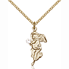 Gold Filled 7/8in Guardian Angel Pendant Crystal Bead & 18in Chain