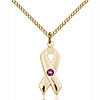 Gold Filled 7/8in Ribbon Pendant Amethyst Bead & 18in Chain