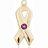 14kt Yellow Gold 7/8in Ribbon Pendant with Amethyst Bead  