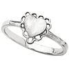 14kt White Gold Heart Signet Promise Ring with Cut-out Border