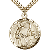 Gold Filled 7/8in St St Genesius Medal & 24in Chain