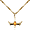 Gold Filled 1/2in Holy Spirit Pendant with 3mm Topaz Bead & 18in Chain