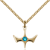 Gold Filled 1/2in Holy Spirit Pendant with Zircon Bead & 18in Chain