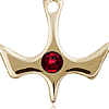 14kt Yellow Gold 1/2in Holy Spirit Medal with 3mm Garnet Bead  