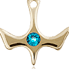 14kt Yellow Gold 1/2in Holy Spirit Medal with 3mm Zircon Bead  