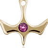 14kt Yellow Gold 1/2in Holy Spirit Medal with 3mm Amethyst Bead  