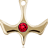 14kt Yellow Gold 1/2in Holy Spirit Medal with 3mm Ruby Bead  