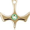 14kt Yellow Gold 1/2in Holy Spirit Medal with 3mm Peridot Bead  