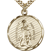 Gold Filled 7/8in Round St Peregrine Medal & 24in Chain
