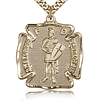 Gold Filled 1 1/8in St Florian Medal & 24in Chain