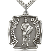 Sterling Silver 1 1/8in St Florian Medal & 24in Chain