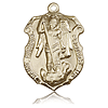 14kt Yellow Gold 1 1/4in St Michael Shield Medal