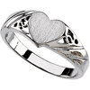14k White Gold Heart Signet Promise Ring