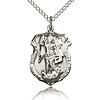 Sterling Silver 3/4in St Michael Shield Medal & 18in Chain