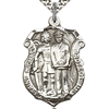 Sterling Silver 1 1/4in St Michael Police Shield and 24in Chain