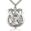 Sterling Silver 1 3/8in St Michael Angel Medal & 24in Chain