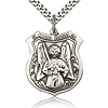 Sterling Silver 1in St Michael Angel Medal & 24in Chain