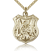 Gold Filled 3/4in St Michael the Archangel Shield Pendant & 18in Chain