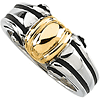 Sterling Silver and 14k Yellow Gold Two Tone Grooved Ring