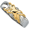 Sterling Silver and 14k Yellow Gold Freeform X Ring