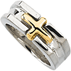 Sterling Silver Ring with 14k Yellow Gold Cross Accent