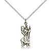 Sterling Silver 7/8in St Christopher Figure Pendant & 18in Chain