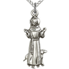 Sterling Silver 1in St Francis Figure Pendant & 18in Chain