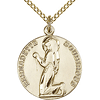 Gold Filled 5/8in Round St Bernadette Medal & 18in Chain