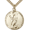 Gold Filled 1in Round St Bernadette Medal & 24in Chain