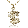 Gold Filled 7/8in St Michael Slays the Dragon Pendant & 18in Chain